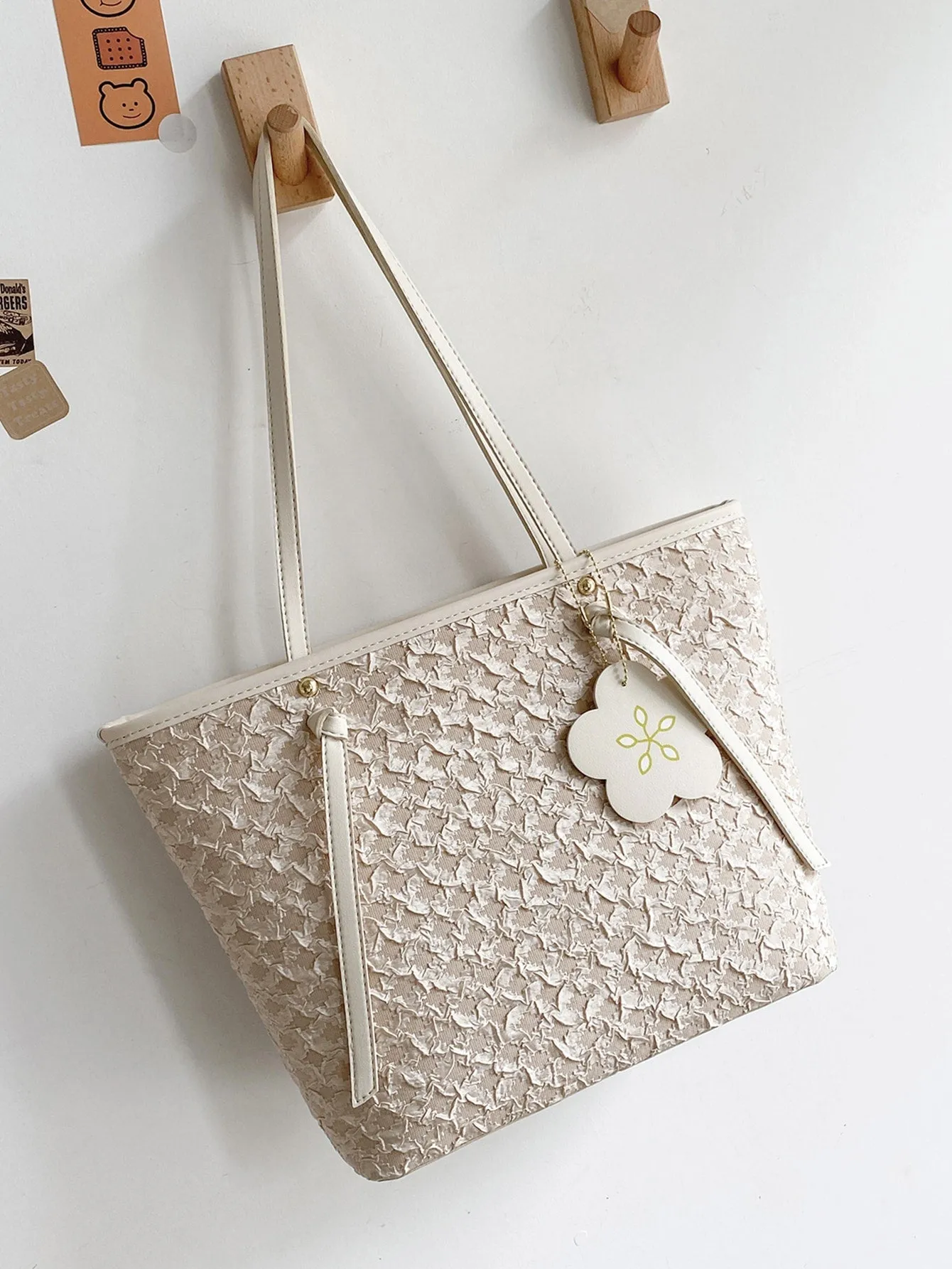 Textured Shoulder Tote Bag