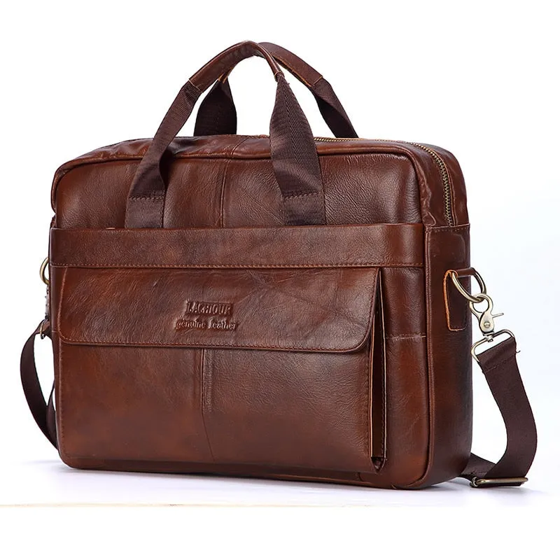 West Louis™ Men Genuine Leather Business Office Briefcase