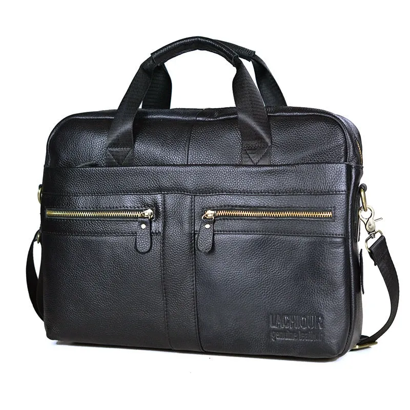 West Louis™ Men Genuine Leather Business Office Briefcase