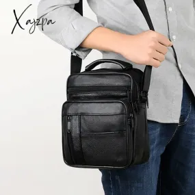 Xajzpa - Men PU Leather Briefcases High Quality Cowhide Leather Handbags Male Zipper Messenger Bags for Ipad Male Shoulder Bag